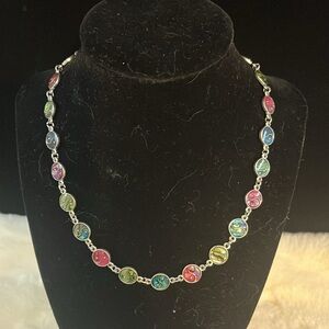 Multicolored Iridescent Yin Yan Necklace